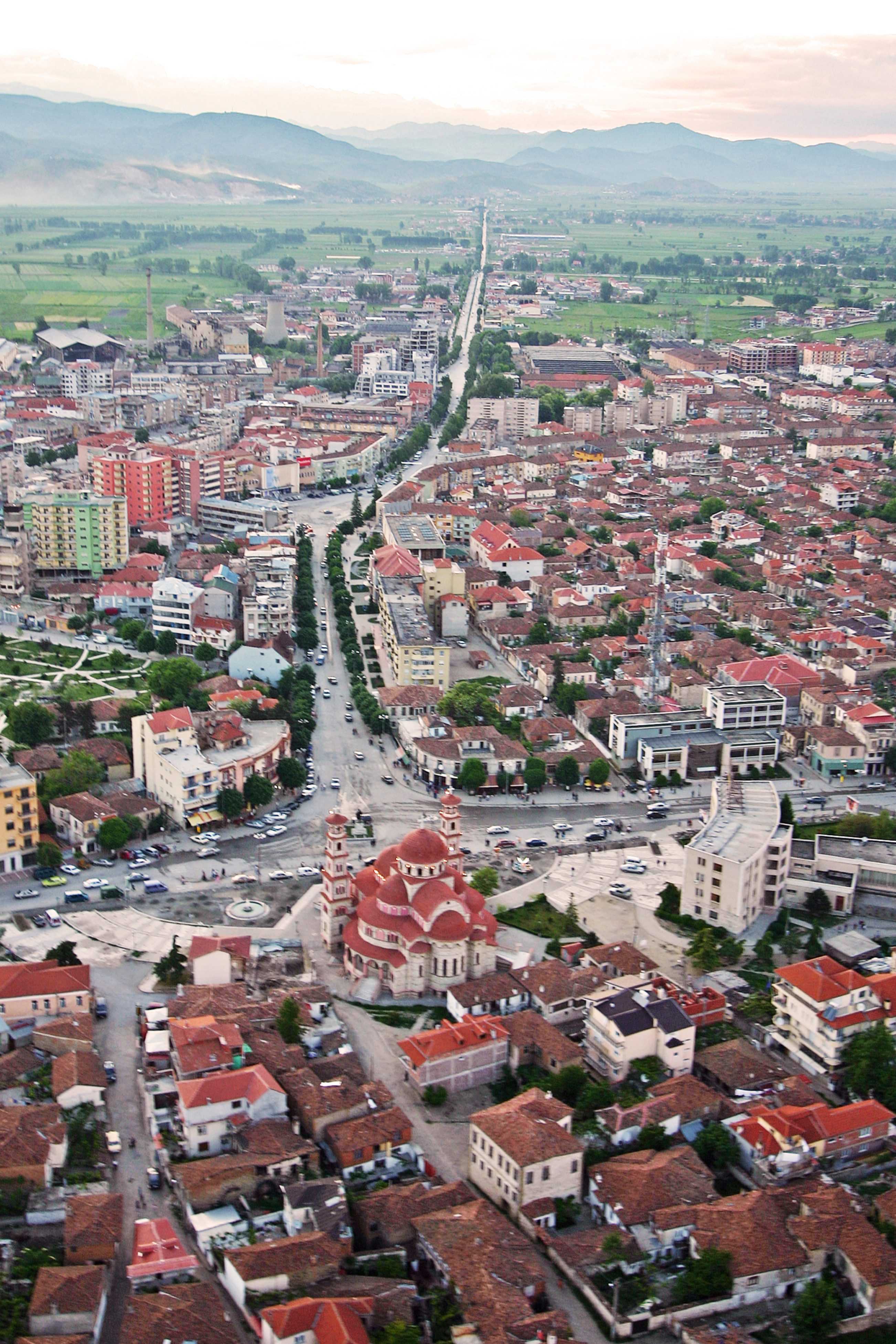 korca city centre masterplan_korca_aerial photo