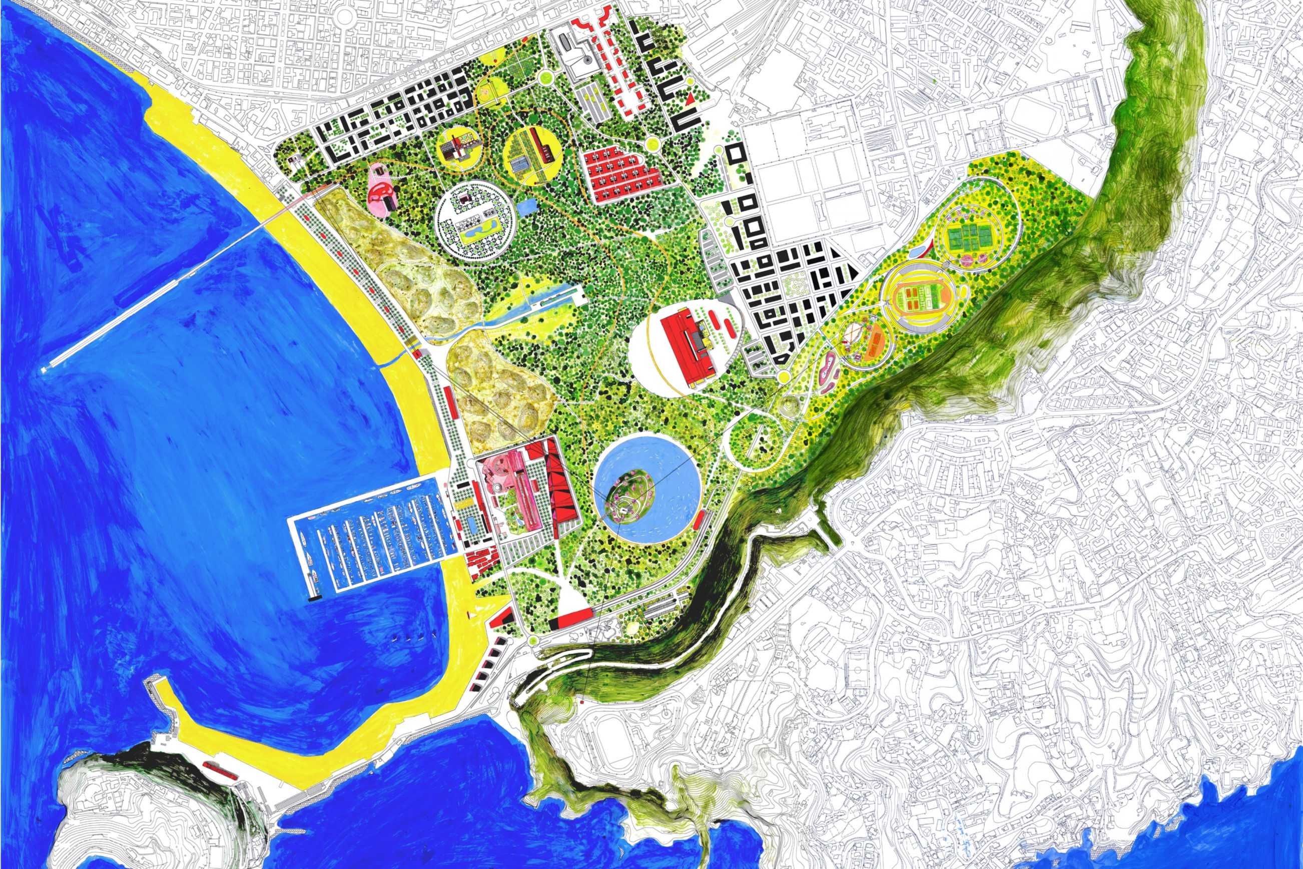 Napoli Bagnoli_Naples_Neapel_Masterplan_Gebietsentwicklung_Area development_Drawing_Peter Wilson